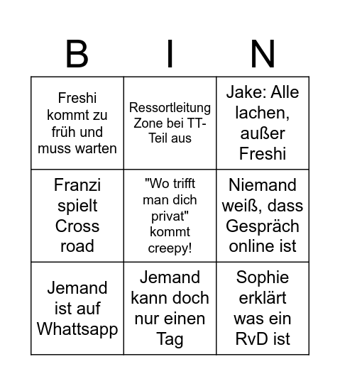 Bewerbungs-Bingo Card