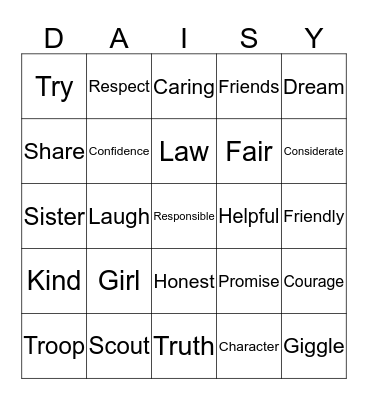 Welcome to Daisies Bingo Card