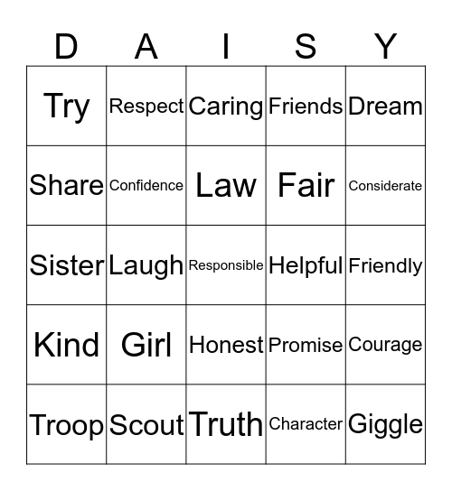 Welcome to Daisies Bingo Card