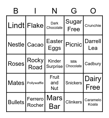 International Chocolate Day Bingo Card