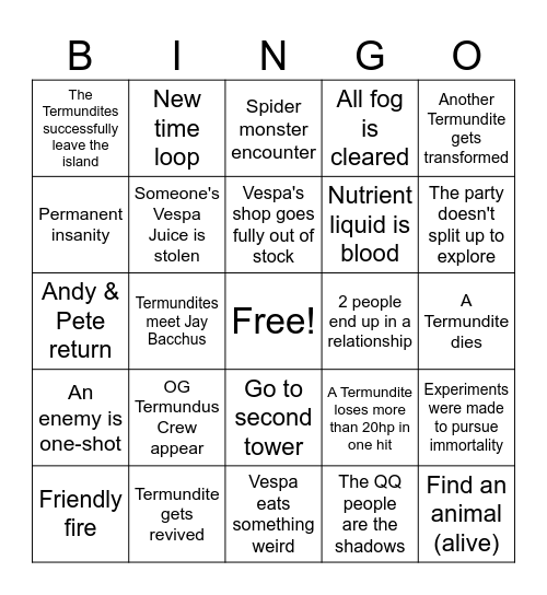 Termundus Bingo Card