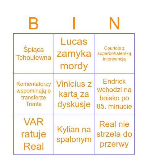 Real Madryt live bingo (home) Bingo Card