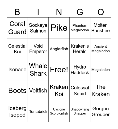Fisch bingo Card