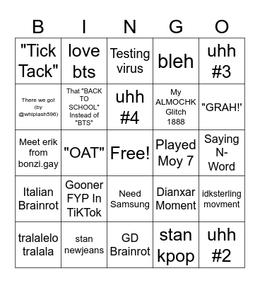 IseTIME Bingo Card