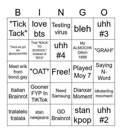 IseTIME Bingo Card