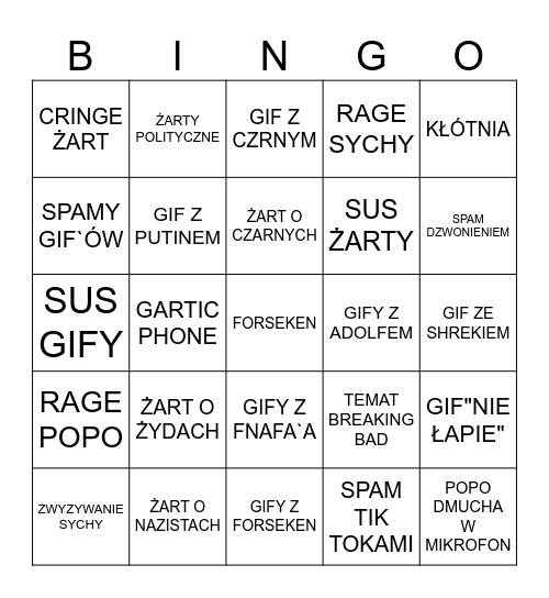 DC BINGO Card
