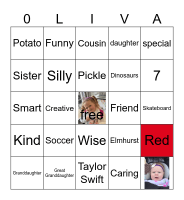 Olivia is 7!! Bingo Card