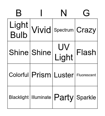 Let's GLOW Crazy! Bingo Card