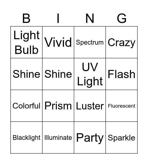 Let's GLOW Crazy! Bingo Card