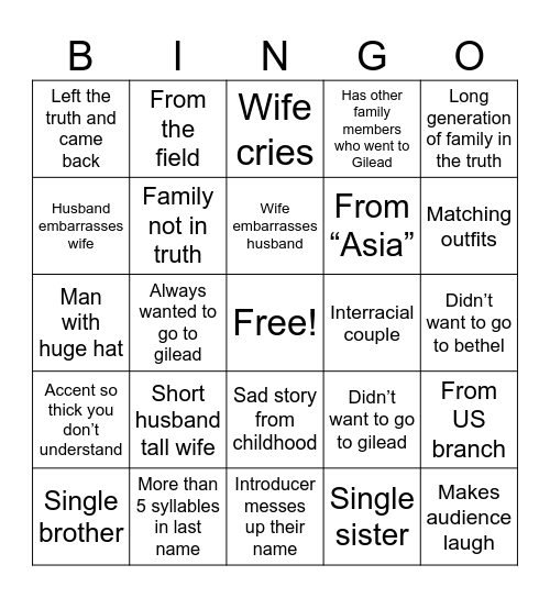 Gilead Bingo Card