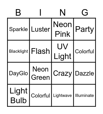 Let's GLOW Crazy! Bingo Card