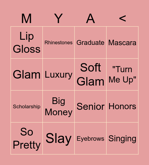 Beauty Bingo Card