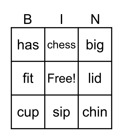 Phonics #1 Bingo Card