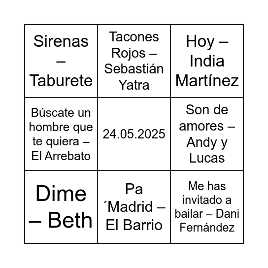 Boda Ana y Nacho Bingo Card