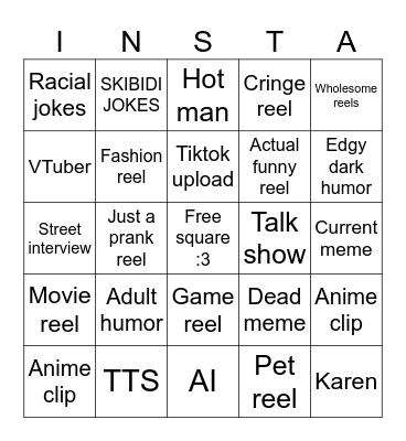 Ookamin's Bingo Card