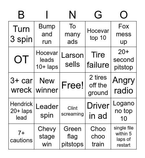 Texas bingo Card