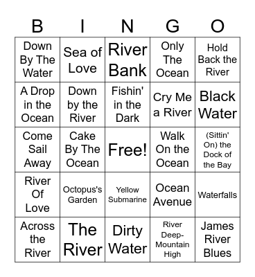 Waterways Bingo Card