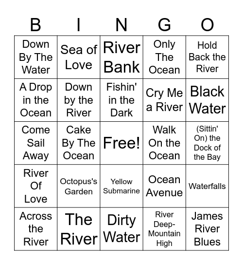 Waterways Bingo Card