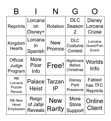 Lorcana May 6 Bingo Card