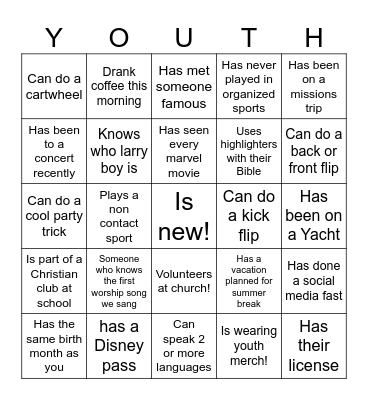 find someone who... Bingo Card