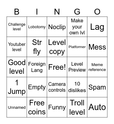 GD Recent Tab Bingo Card