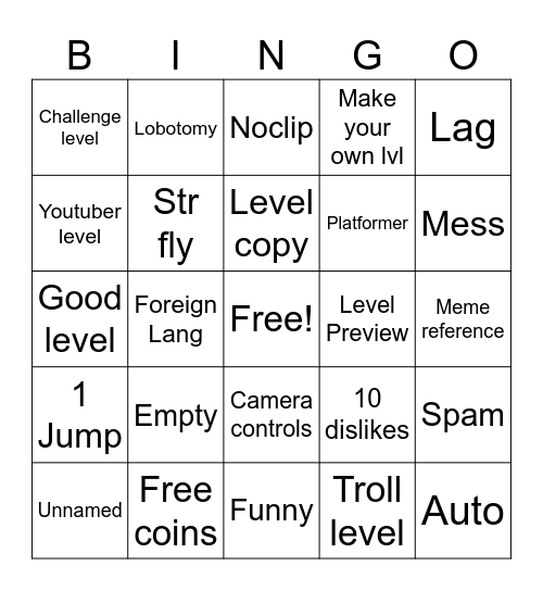 GD Recent Tab Bingo Card
