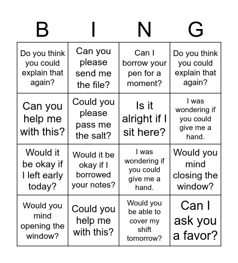 Cool Bingo Card