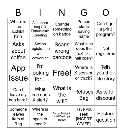 REG BINGO Card