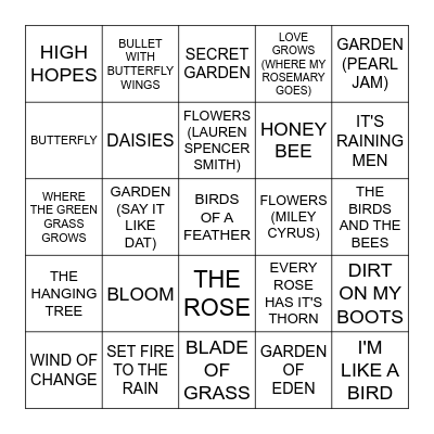 IN THE GARDEN Bingo Card