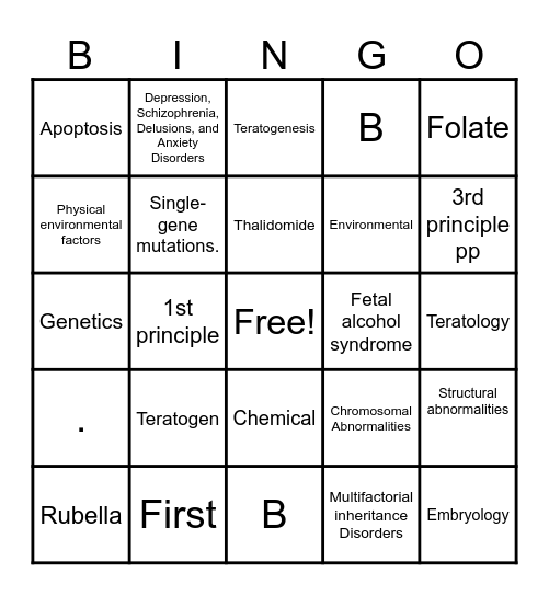 TERATO BINGO Card
