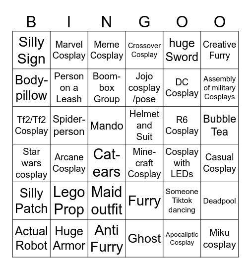 Fantasy Basel Bingo Card
