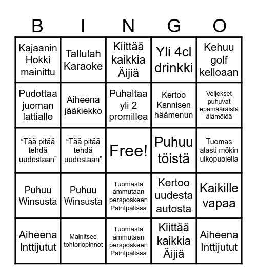 Polttari Pingo Bingo Card
