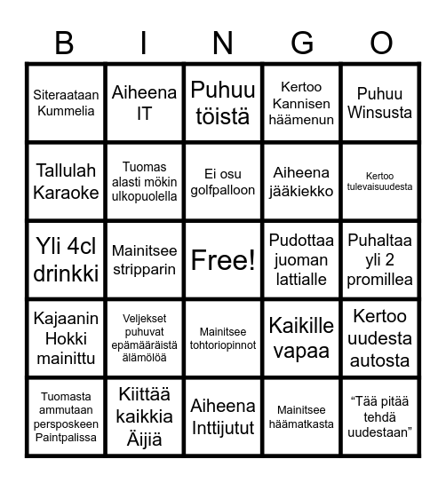 Pinko Bingo Card