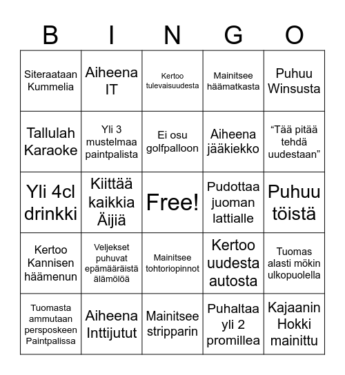 Pinko Bingo Card