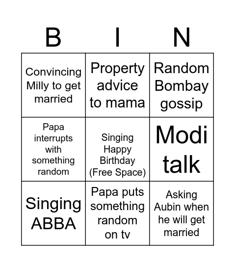 Untitled Bingo Card