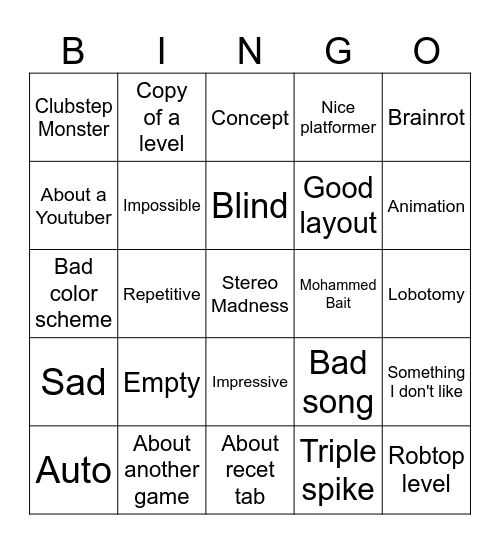 Omar Seif Bros' Recent Tab Bingo (could not think) Bingo Card