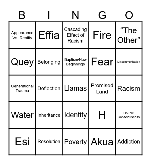 Home Gone Bingo Card