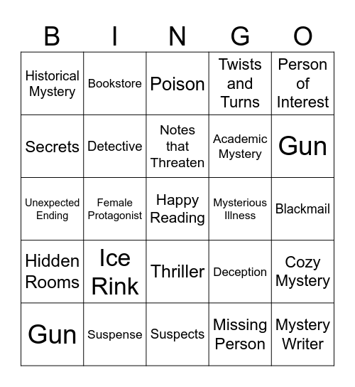Mystery Book Bingo Card