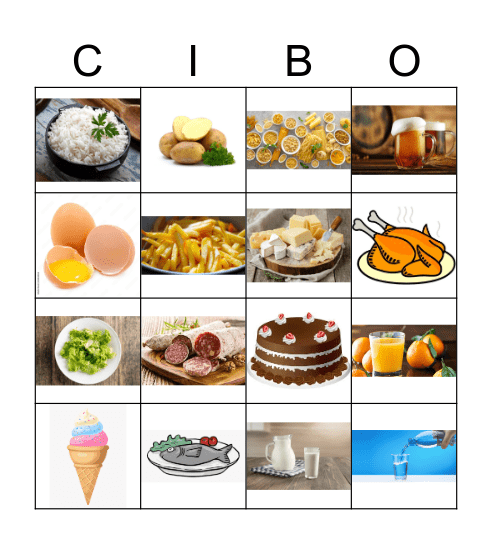 Unit 2 Vocabolario: il cibo Bingo Card