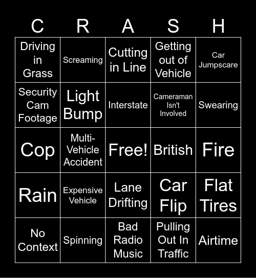 Idiots in Cars Bingo Card