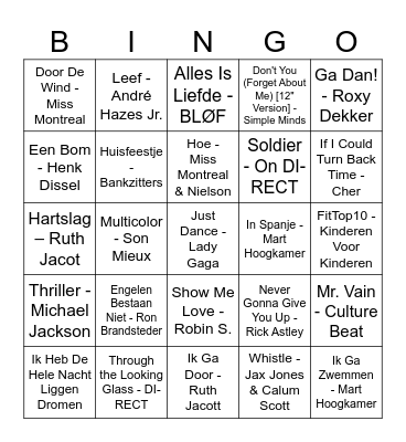 Dolfijn Muziek Bingo Kwis Bingo Card
