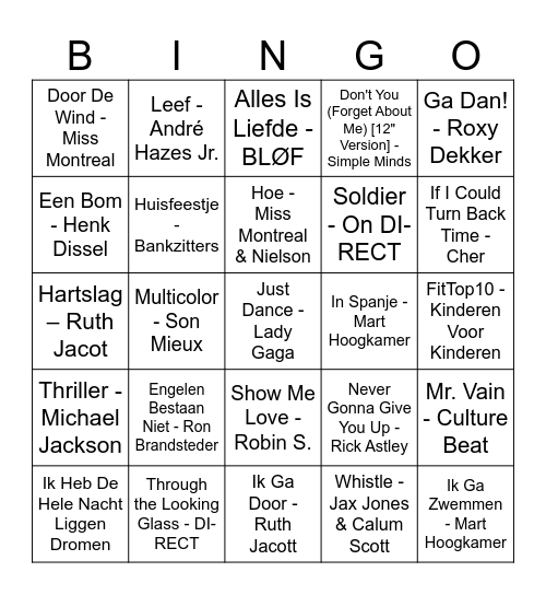 Dolfijn Muziek Bingo Kwis Bingo Card