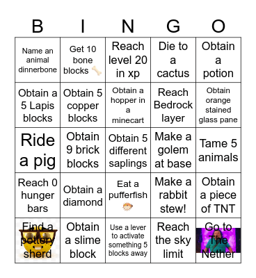 Minecraft Bingo 2 Bingo Card