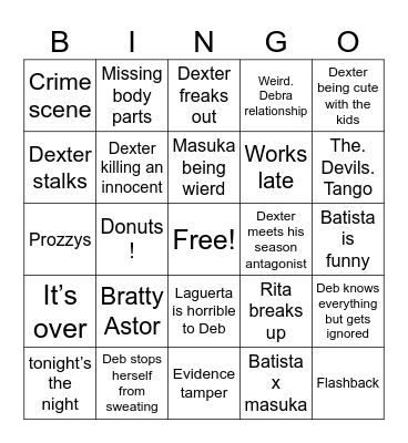 DEXTER Bingo Card