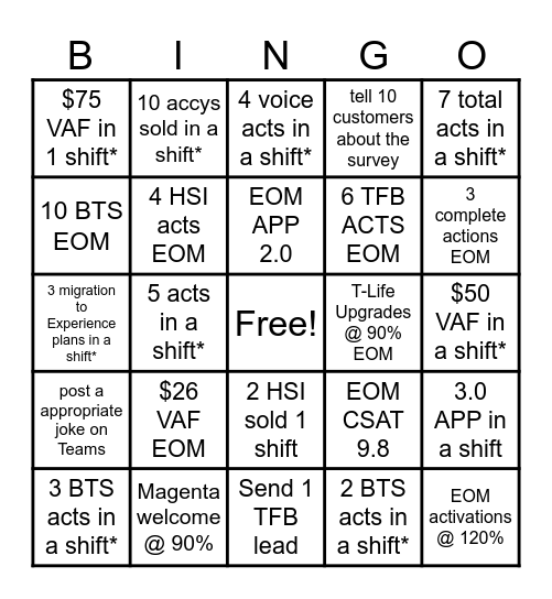 Store 4140 Bingo Card