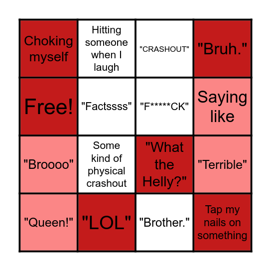 BINGO But Make It Me Bingo Card