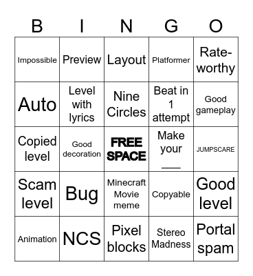 Recent Tab Bingo Card