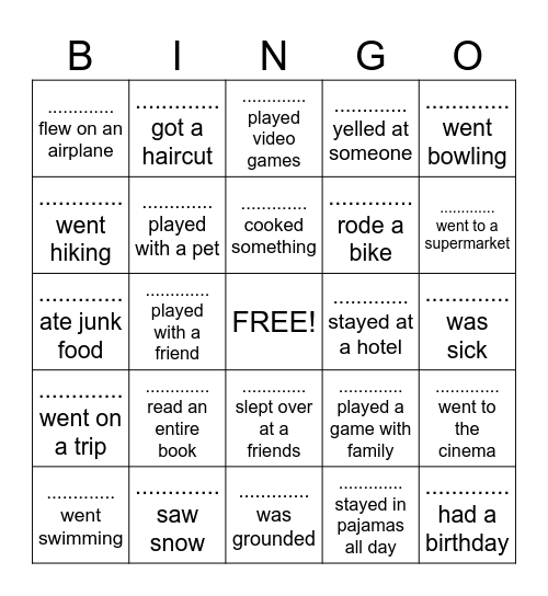 SPRING BREAK!    Find a Friend Who.... Bingo Card