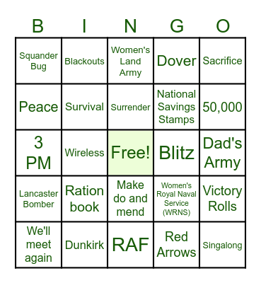 SOS WI VE Day Bingo Card