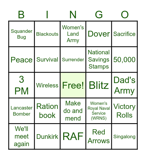 SOS WI VE Day Bingo Card